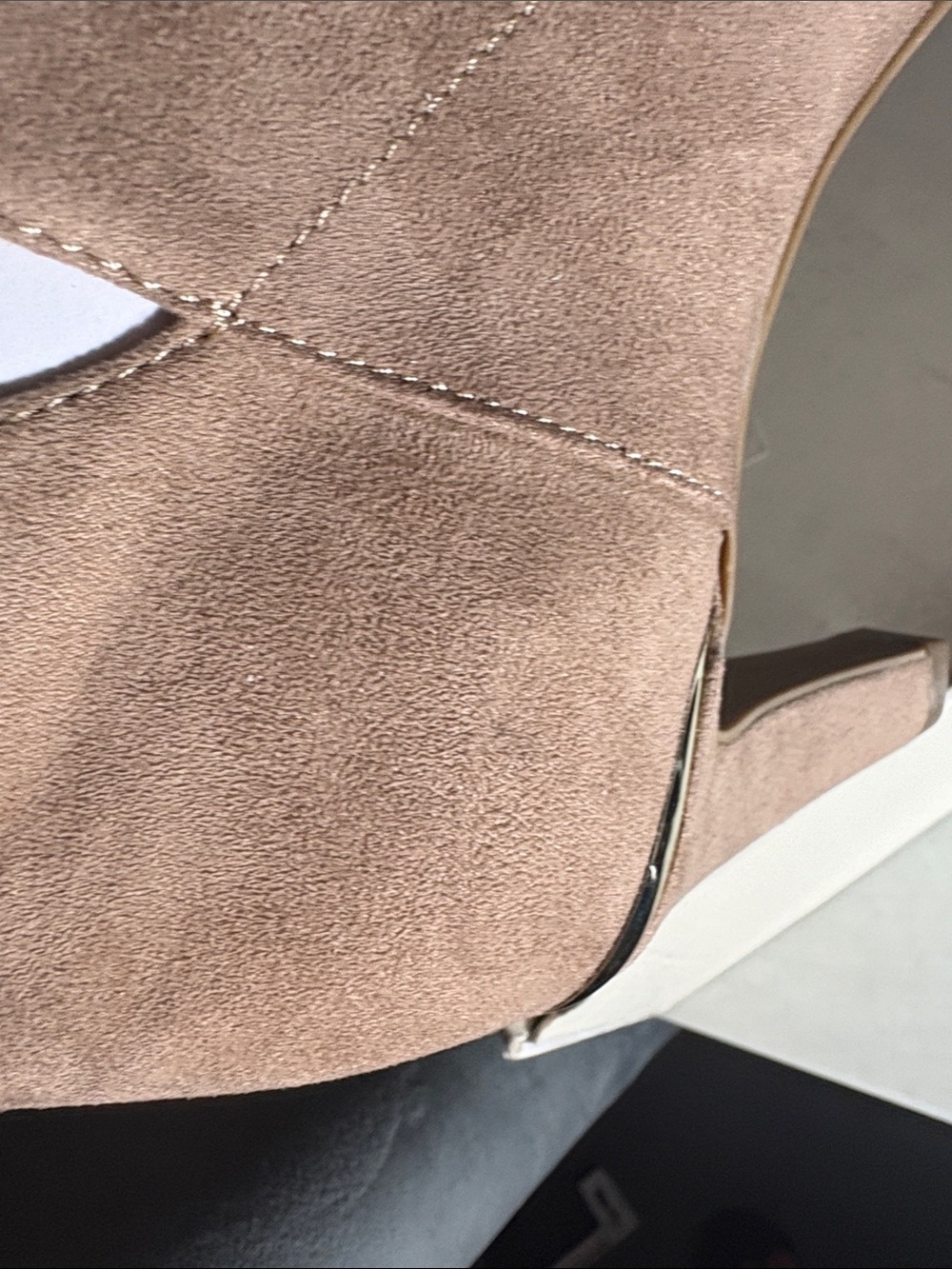 Anne Klein Taupe Suede Side Zip Ankle Booties - Picture 6 of 9